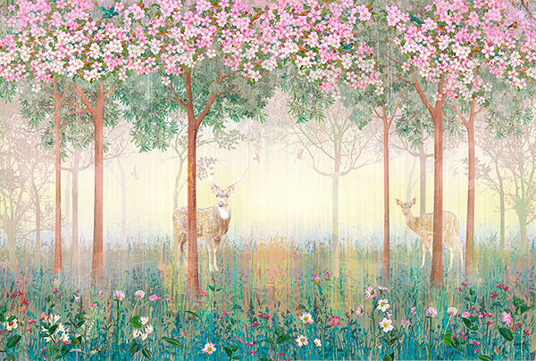Wall Murals: Deer in spring