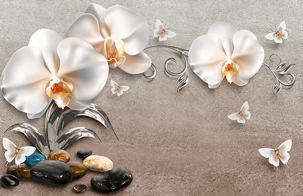 Wall Murals: White Orchids