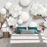 Wall Murals: White roses and stones 2