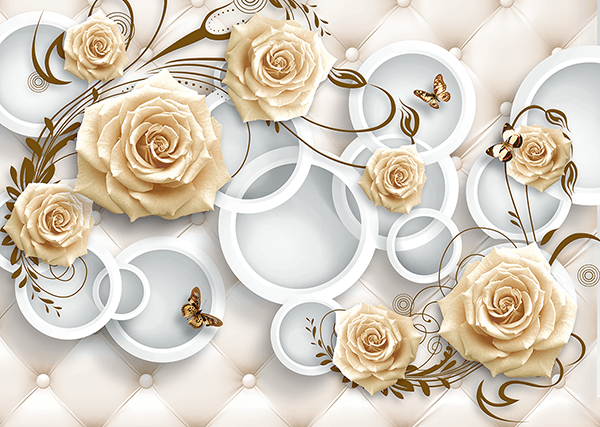Wall Murals: Headboard with brown roses