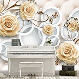 Wall Murals: Headboard with brown roses 2
