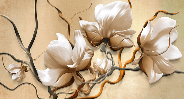 Wall Murals: Brown flower paint