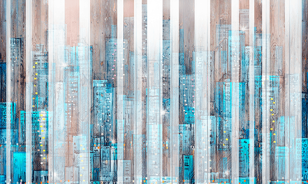 Wall Murals: City painted in wood