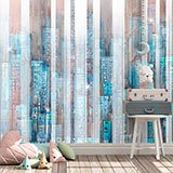 Wall Murals: City painted in wood 2