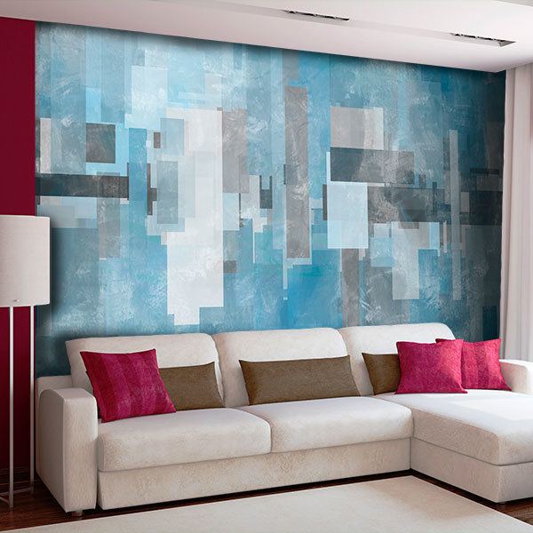 Wall Murals: Squares on a blue background