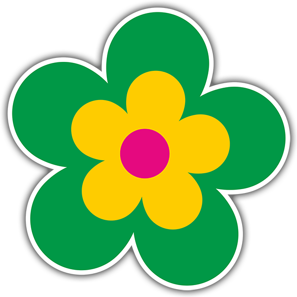 Car & Motorbike Stickers: Magenta, Yellow and Green Flower