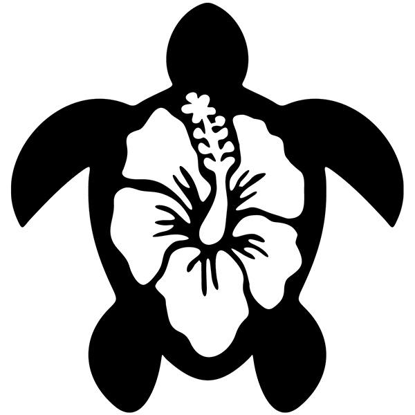 Car & Motorbike Stickers: Tortoise with Hibiscus Flower