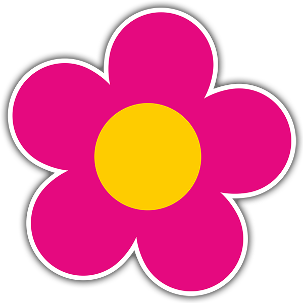 Car & Motorbike Stickers: Flower Magenta and Yellow