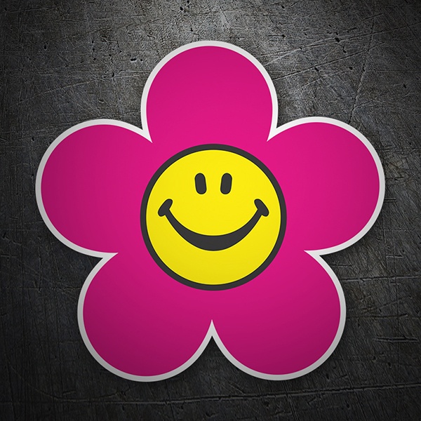 Car & Motorbike Stickers: Pink Smiley Flower