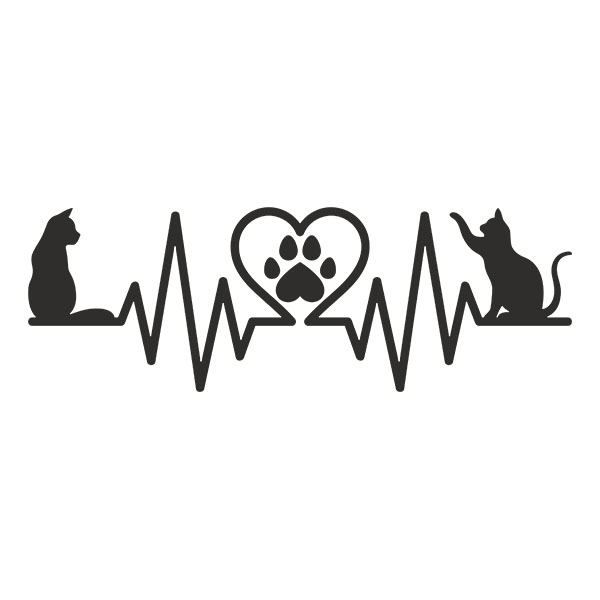 Car & Motorbike Stickers: Love for cats Cardiogram