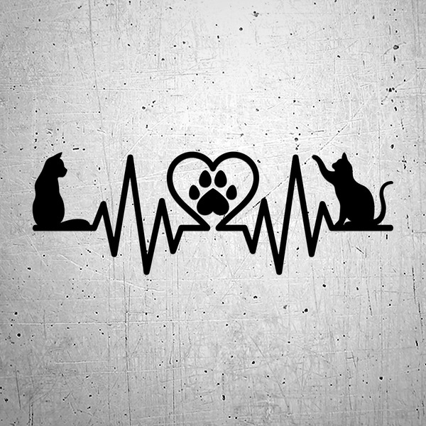 Car & Motorbike Stickers: Love for cats Cardiogram
