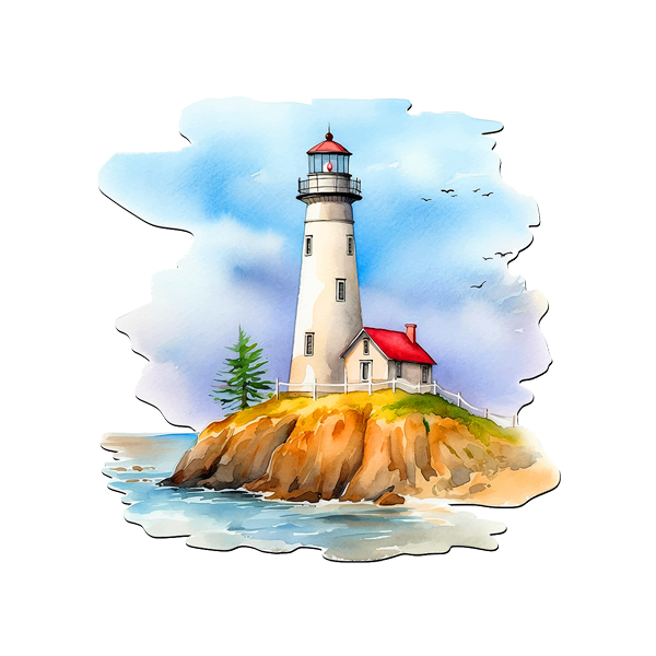 Camper van decals: Watercolor lighthouse