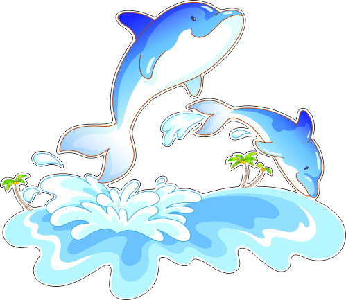 Stickers for Kids: Dolphins and waves