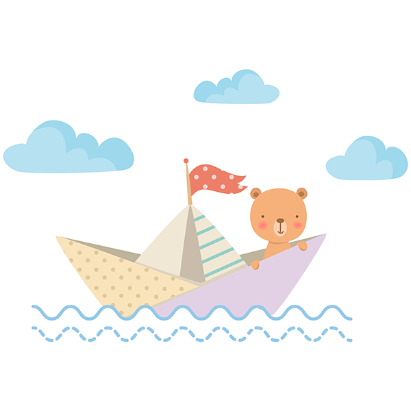 Stickers for Kids: Teddy bear in paper boat