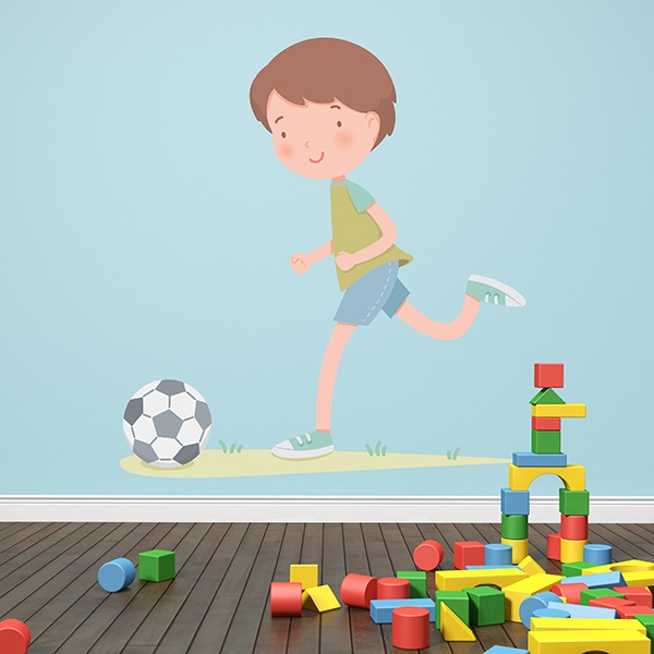 Stickers for Kids: Boy playing soccer