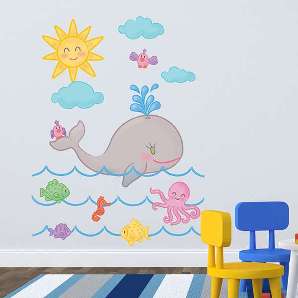 Stickers for Kids: The whale and the ocean