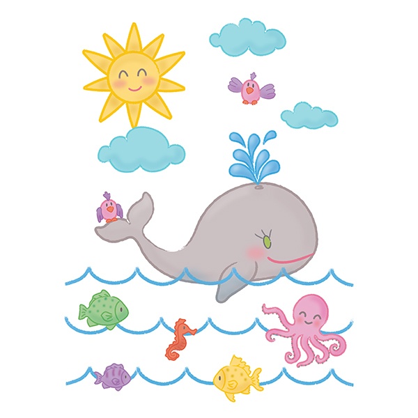 Stickers for Kids: The whale and the ocean