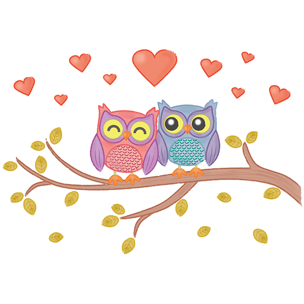 Stickers for Kids: Owls in love