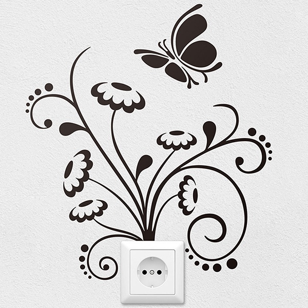 Wall Stickers: Floral ornament and butterfly