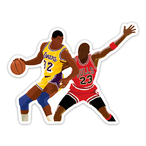 Car & Motorbike Stickers: Michael Jordan versus Magic Johnson