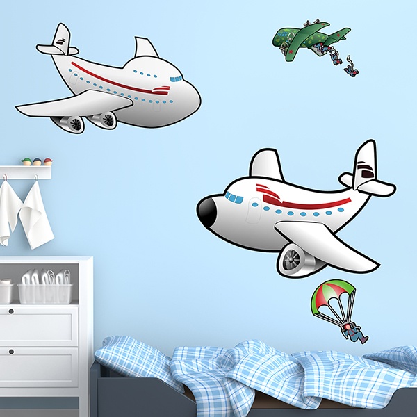 Stickers for Kids: Airplanes and parachutists