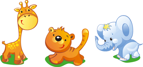 Stickers for Kids: Giraffe, tiger and elephant kit