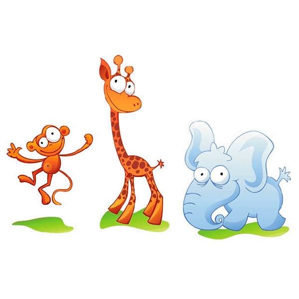 Stickers for Kids: Zoo, a little monkey, a giraffe and an elephant