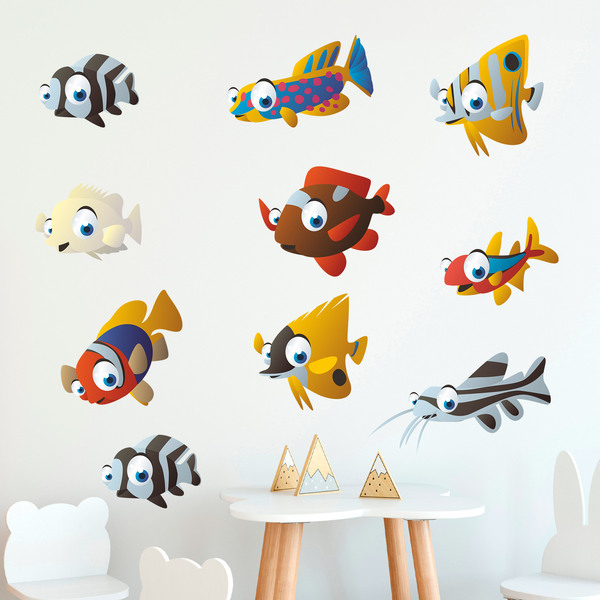 Stickers for Kids: Kit 10 fishes