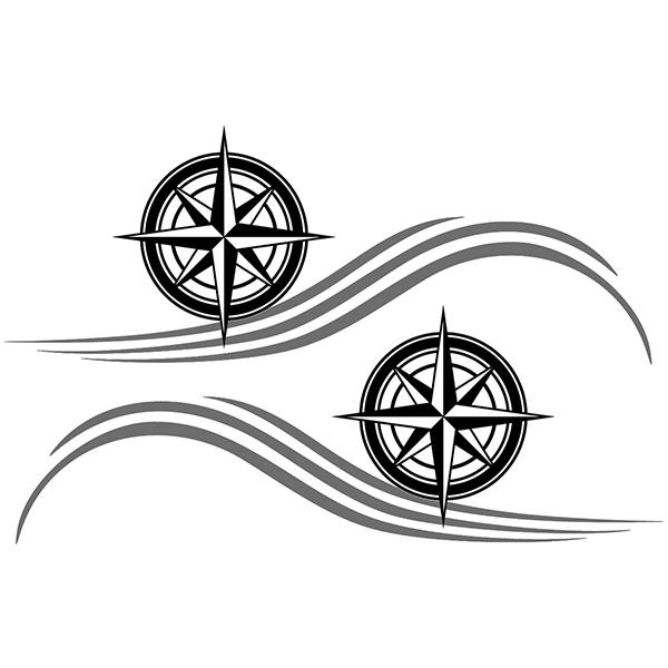 Camper van decals: Wave and Rose of the Winds