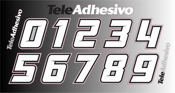 Car & Motorbike Stickers: Kit Numbers White