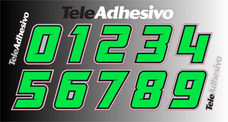 Car & Motorbike Stickers: Kit Green Numbers