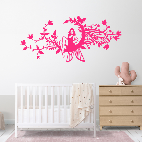 Wall Stickers: Fairy in the moon of flowers
