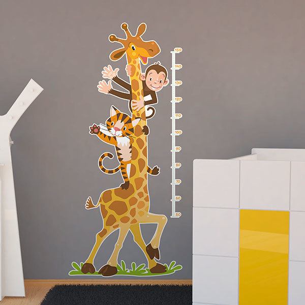 Stickers for Kids: Height Chart Giraffe, monkey and tiger