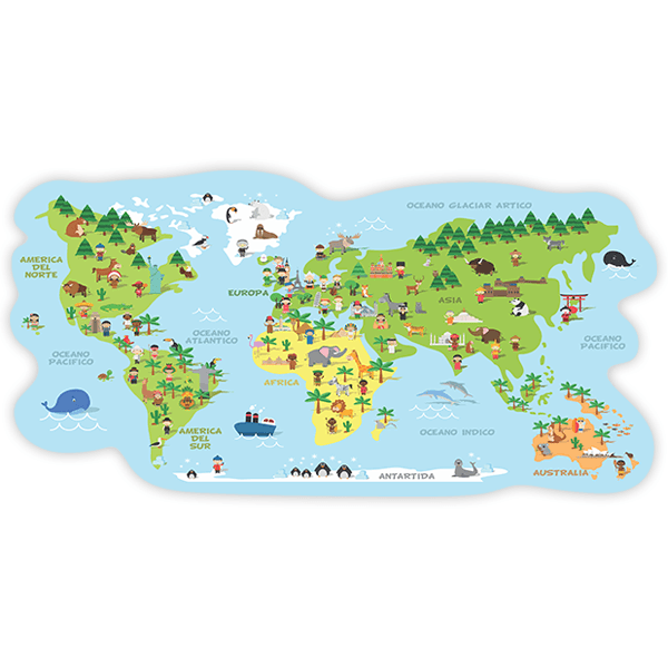 Stickers for Kids: World map typical costumes