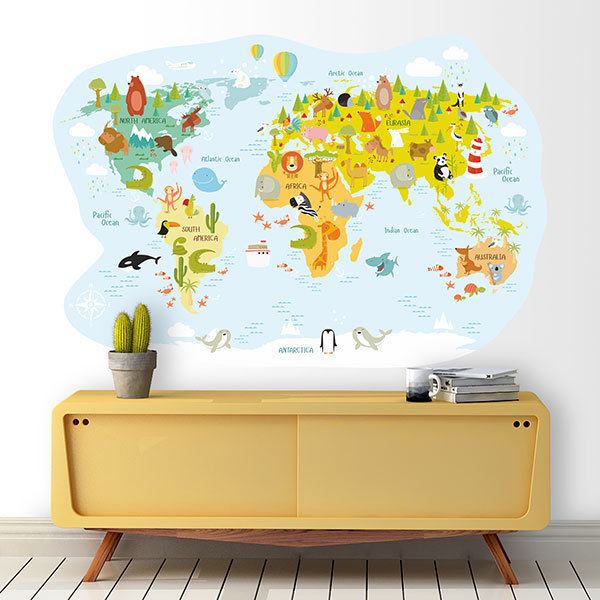 Stickers for Kids: World map of famous animals