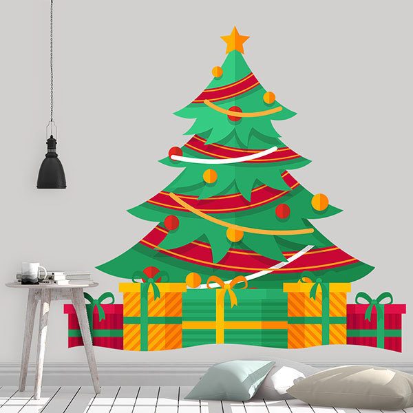 Wall Stickers: Tree with Christmas gifts