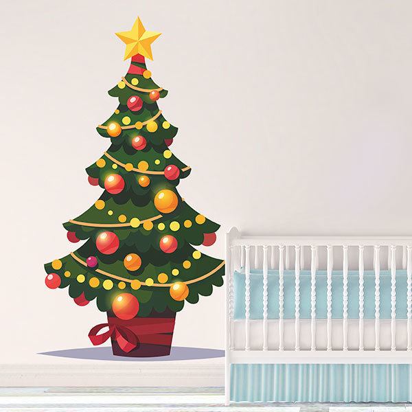 Wall Stickers: Tree with Christmas decoration