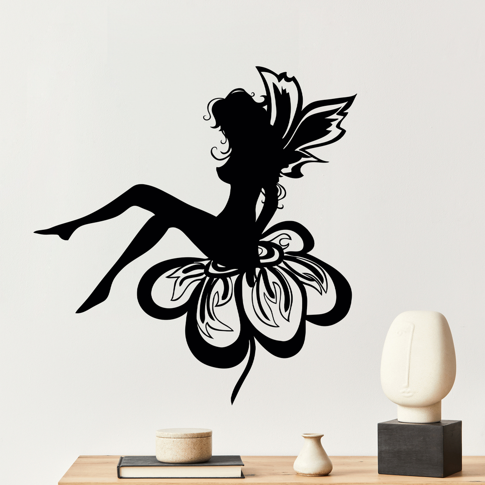 Wall Stickers: Fairy sitting on the flower 4
