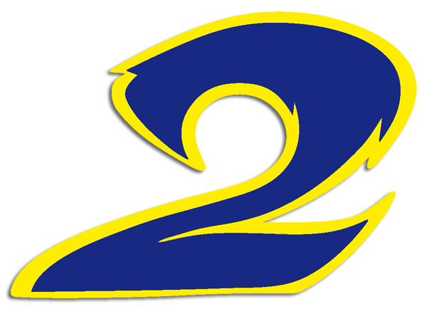 Car & Motorbike Stickers: Number 2 dark blue and yellow
