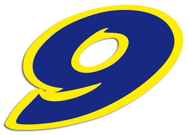 Car & Motorbike Stickers: Number 9 dark blue and yellow