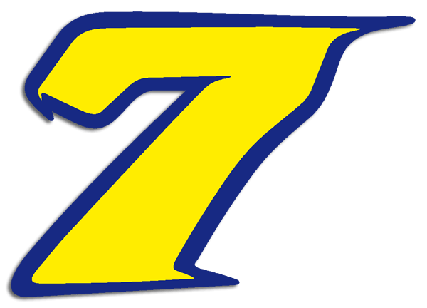 Car & Motorbike Stickers: Number 7 yellow and dark blue