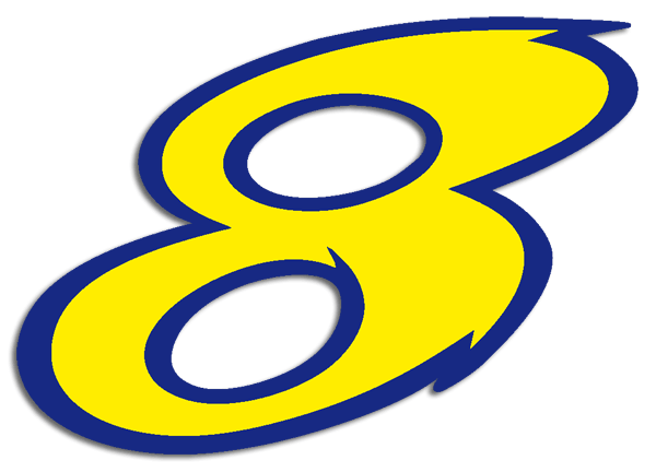 Car & Motorbike Stickers: Number 8 yellow and dark blue