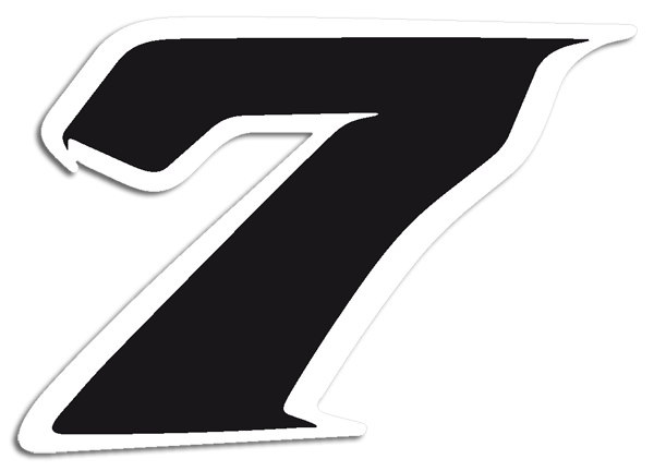Car & Motorbike Stickers: Number 7 black and white