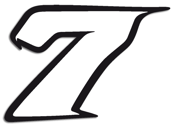 Car & Motorbike Stickers: Number 7 white and black