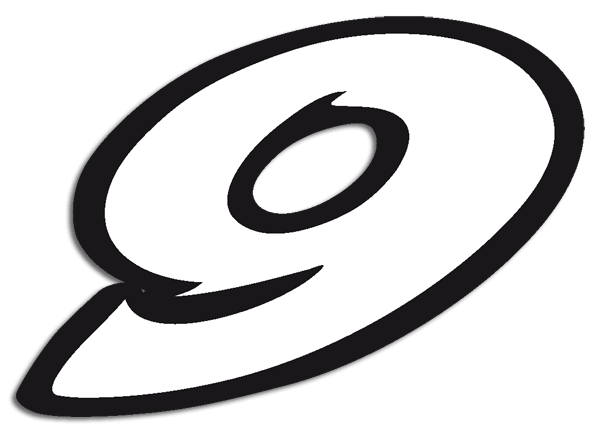 Car & Motorbike Stickers: Number 9 white and black