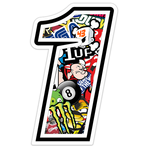 Car & Motorbike Stickers: Number 1 Stickerbomb