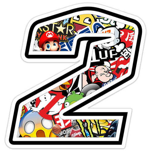 Car & Motorbike Stickers: Number 2 Stickerbomb