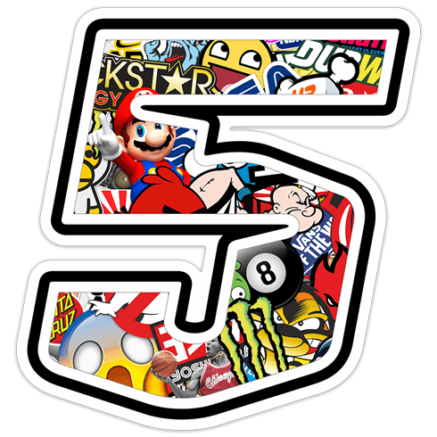 Car & Motorbike Stickers: Number 5 Stickerbomb