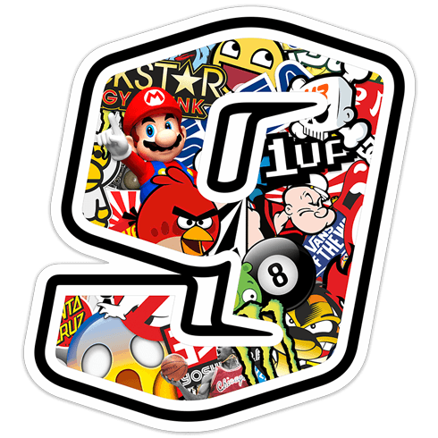 Car & Motorbike Stickers: Number 9 Stickerbomb