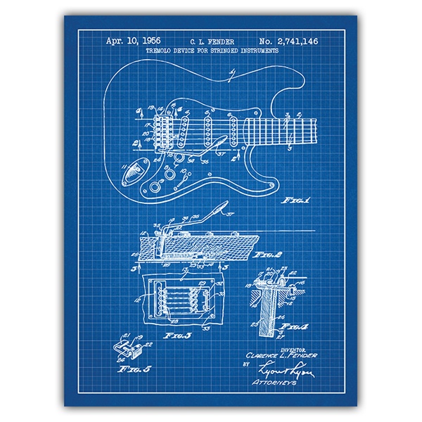 Wall Stickers: Fender Stratocaster electric guitar blue